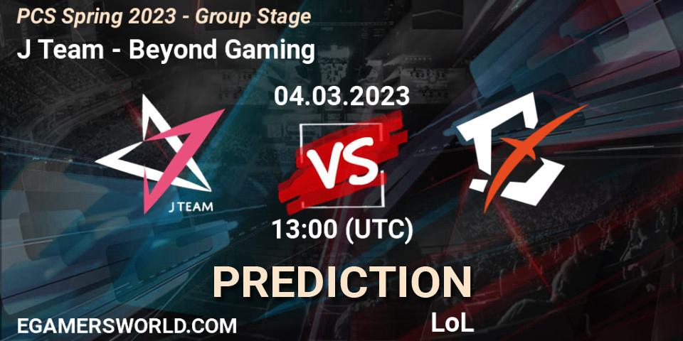 Prognose für das Spiel J Team VS Beyond Gaming. 12.02.23. LoL - PCS Spring 2023 - Group Stage