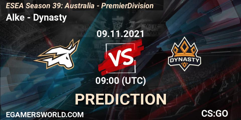 Prognose für das Spiel Alke VS Dynasty. 09.11.21. CS2 (CS:GO) - ESEA Season 39: Australia - Premier Division
