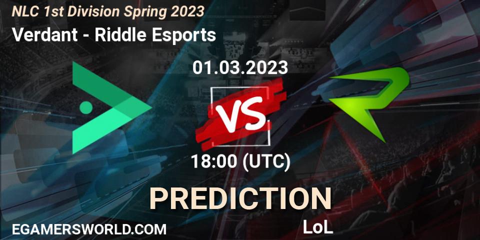Prognose für das Spiel Verdant VS Riddle Esports. 07.02.23. LoL - NLC 1st Division Spring 2023