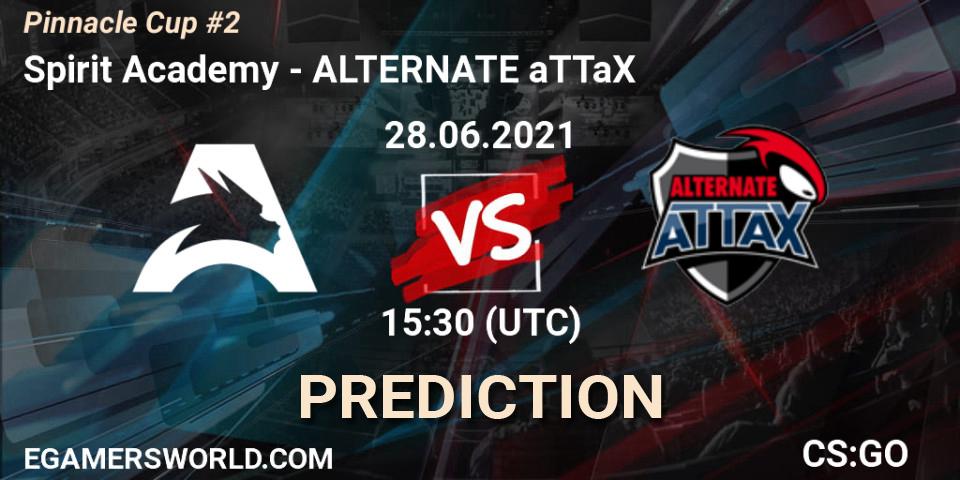 Prognose für das Spiel Spirit Academy VS ALTERNATE aTTaX. 28.06.2021 at 15:30. Counter-Strike (CS2) - Pinnacle Cup #2