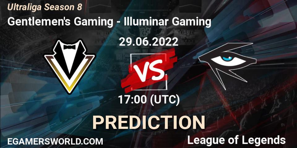 Prognose für das Spiel Gentlemen's Gaming VS Illuminar Gaming. 29.06.2022 at 17:00. LoL - Ultraliga Season 8