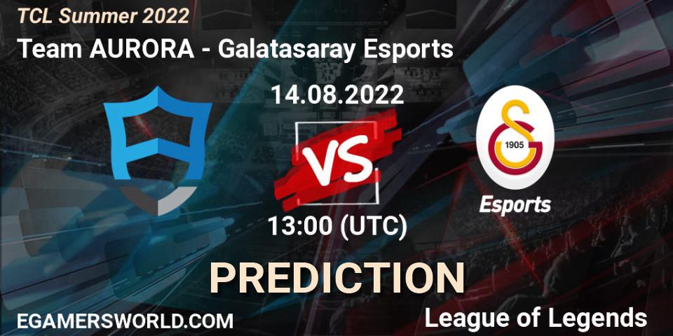 Prognose für das Spiel Team AURORA VS Galatasaray Esports. 13.08.22. LoL - TCL Summer 2022