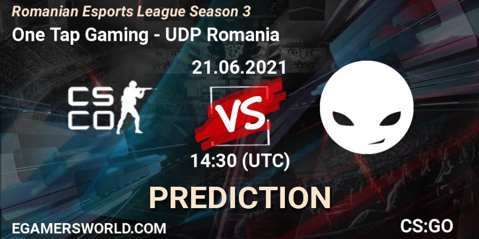Prognose für das Spiel One Tap Gaming VS UDP Romania. 21.06.2021 at 14:30. Counter-Strike (CS2) - Romanian Esports League Season 3