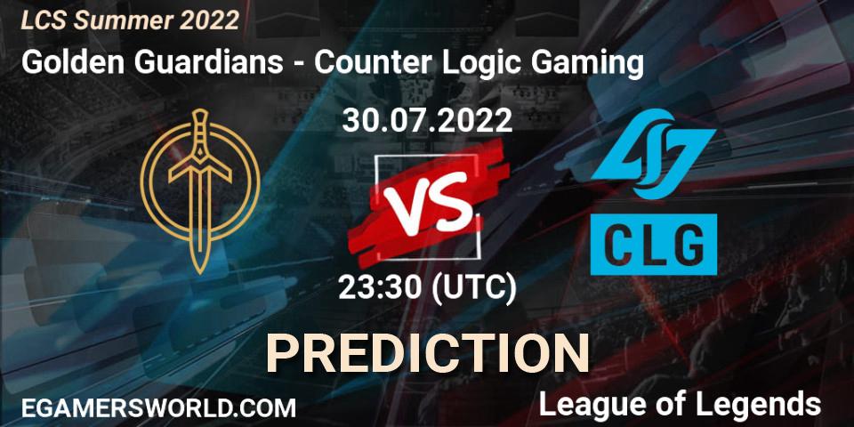 Prognose für das Spiel Golden Guardians VS Counter Logic Gaming. 30.07.22. LoL - LCS Summer 2022