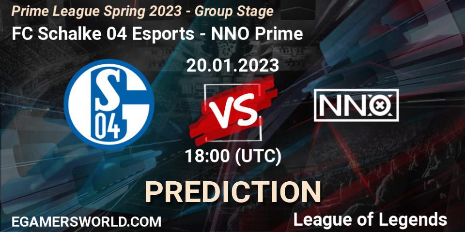 Prognose für das Spiel FC Schalke 04 Esports VS NNO Prime. 20.01.23. LoL - Prime League Spring 2023 - Group Stage