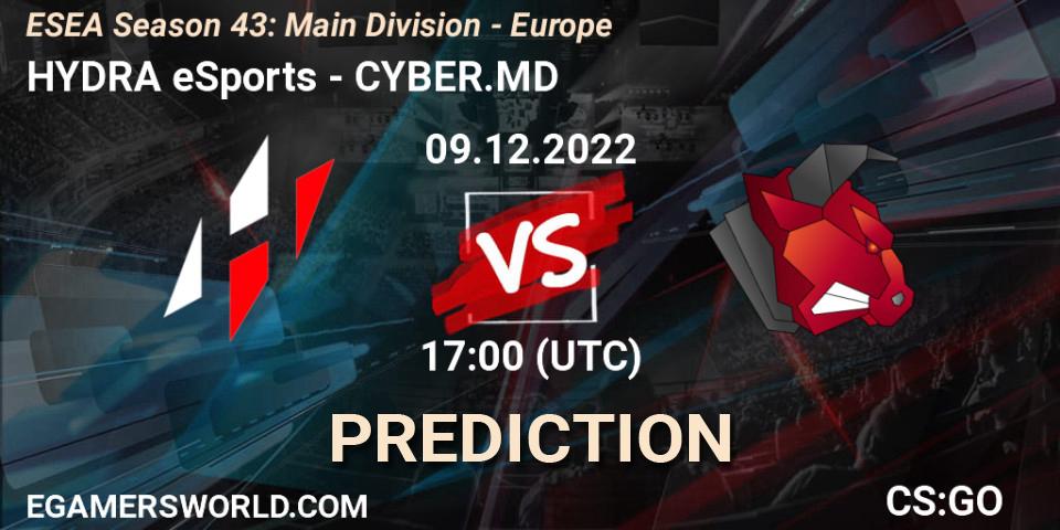 Prognose für das Spiel HYDRA eSports VS CYBER.MD. 09.12.22. CS2 (CS:GO) - ESEA Season 43: Main Division - Europe