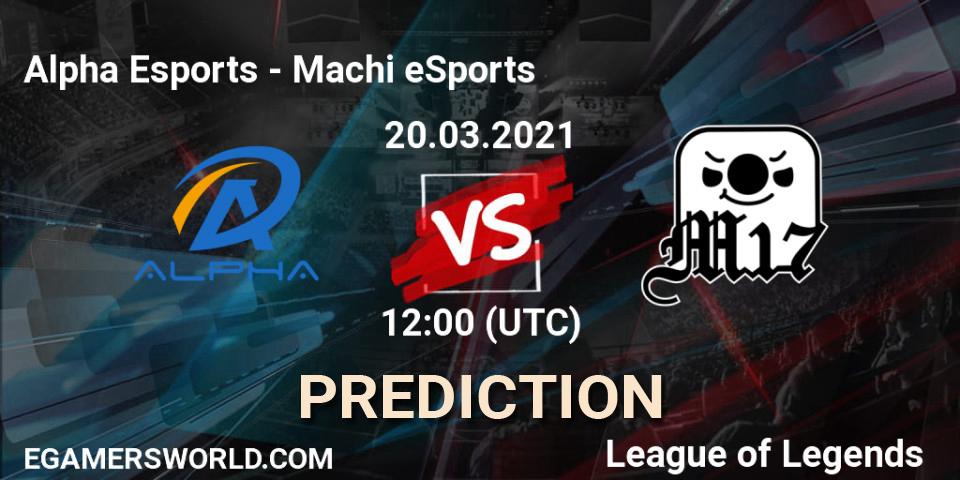 Prognose für das Spiel Alpha Esports VS Machi eSports. 20.03.21. LoL - PCS Spring 2021 - Group Stage