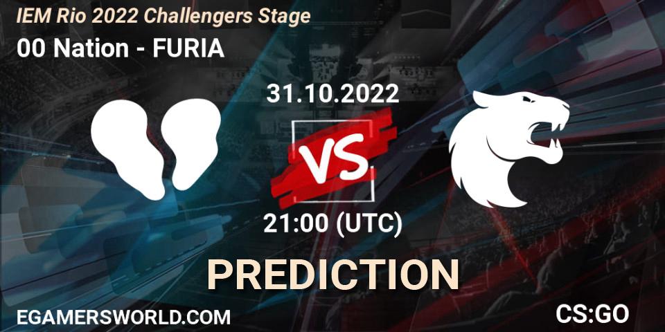 Prognose für das Spiel 00 Nation VS FURIA. 31.10.2022 at 21:40. Counter-Strike (CS2) - IEM Rio 2022 Challengers Stage