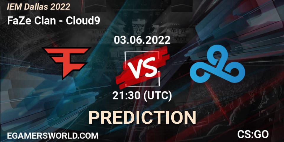 Prognose für das Spiel FaZe Clan VS Cloud9. 03.06.2022 at 22:35. Counter-Strike (CS2) - IEM Dallas 2022