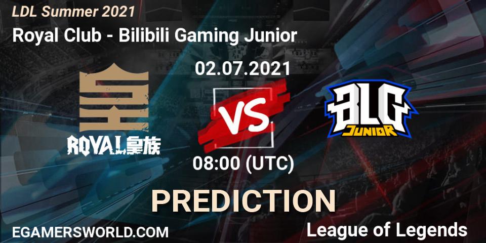 Prognose für das Spiel Royal Club VS Bilibili Gaming Junior. 02.07.2021 at 08:00. LoL - LDL Summer 2021