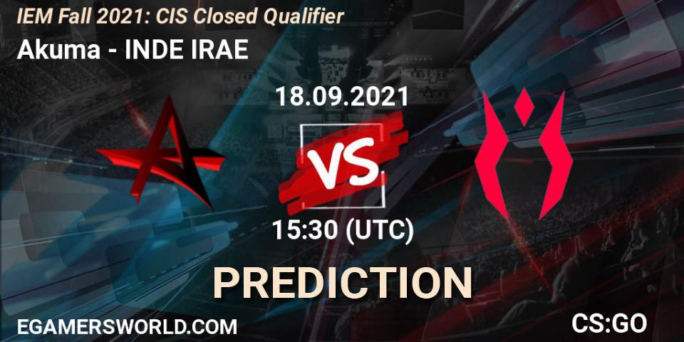 Prognose für das Spiel Akuma VS INDE IRAE. 18.09.21. CS2 (CS:GO) - IEM Fall 2021: CIS Closed Qualifier
