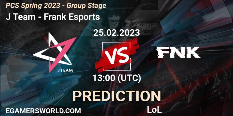 Prognose für das Spiel J Team VS Frank Esports. 05.02.23. LoL - PCS Spring 2023 - Group Stage