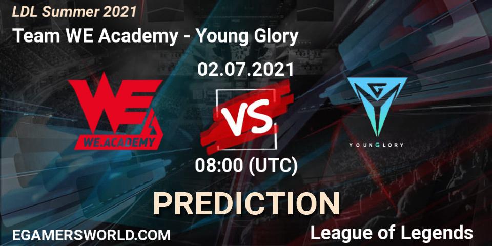 Prognose für das Spiel Team WE Academy VS Young Glory. 02.07.2021 at 08:00. LoL - LDL Summer 2021