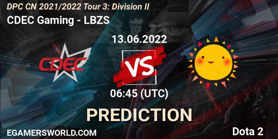 Prognose für das Spiel CDEC Gaming VS LBZS. 13.06.22. Dota 2 - DPC CN 2021/2022 Tour 3: Division II