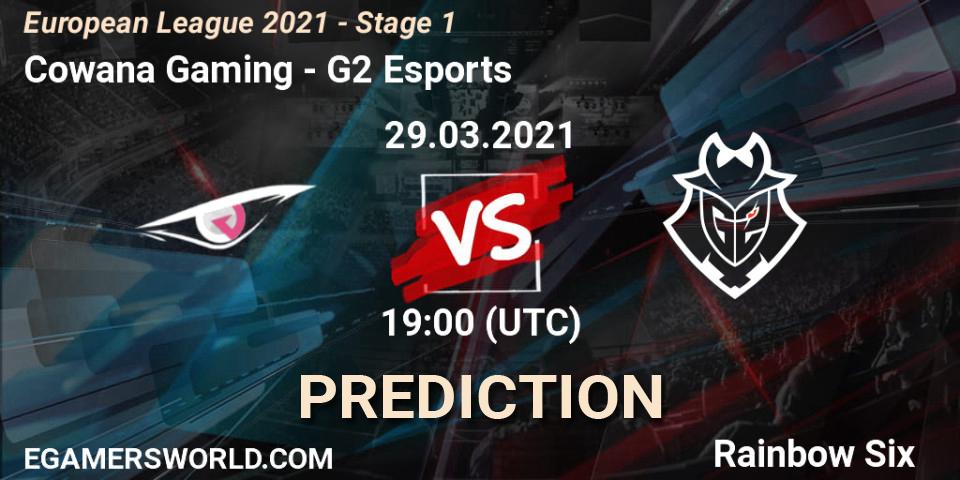 Prognose für das Spiel Cowana Gaming VS G2 Esports. 29.03.2021 at 19:15. Rainbow Six - European League 2021 - Stage 1