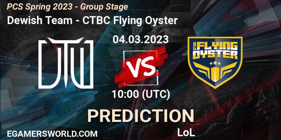 Prognose für das Spiel Dewish Team VS CTBC Flying Oyster. 12.02.2023 at 12:00. LoL - PCS Spring 2023 - Group Stage