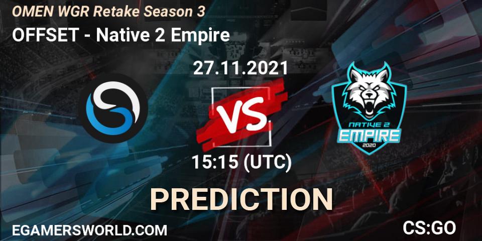 Prognose für das Spiel OFFSET VS Native 2 Empire. 27.11.2021 at 15:15. Counter-Strike (CS2) - Circuito Retake Season 3