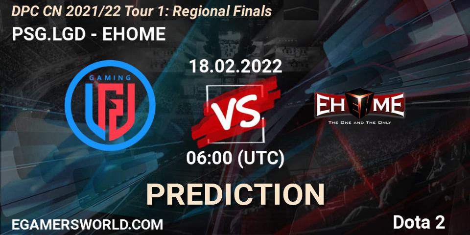 Prognose für das Spiel PSG.LGD VS EHOME. 18.02.22. Dota 2 - DPC CN 2021/22 Tour 1: Regional Finals