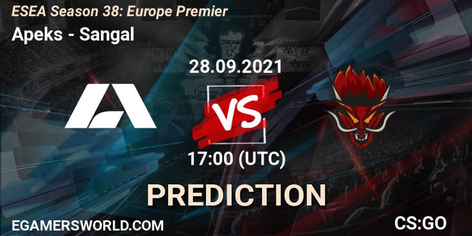 Prognose für das Spiel Apeks VS Sangal. 28.09.21. CS2 (CS:GO) - ESEA Season 38: Europe Premier