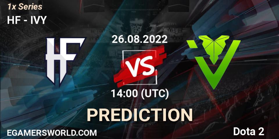 Prognose für das Spiel HF VS IVY. 26.08.2022 at 14:48. Dota 2 - 1x Series