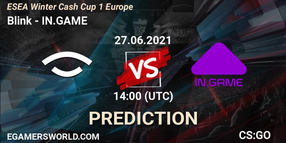 Prognose für das Spiel Blink VS IN.GAME. 27.06.2021 at 14:00. Counter-Strike (CS2) - ESEA Cash Cup: Europe - Summer 2021 #2