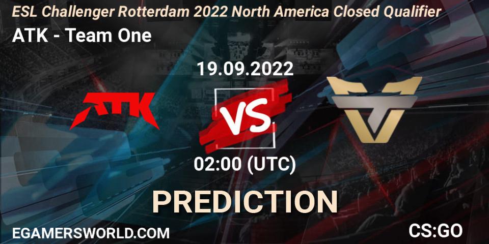 Prognose für das Spiel ATK VS Team One. 19.09.22. CS2 (CS:GO) - ESL Challenger Rotterdam 2022 North America Closed Qualifier