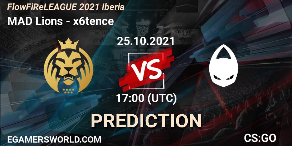 Prognose für das Spiel MAD Lions VS x6tence. 25.10.21. CS2 (CS:GO) - FlowFiReLEAGUE 2021 Iberia