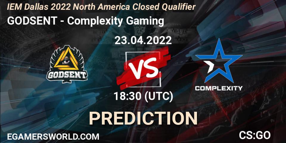 Prognose für das Spiel GODSENT VS Complexity Gaming. 23.04.2022 at 18:30. Counter-Strike (CS2) - IEM Dallas 2022 North America Closed Qualifier