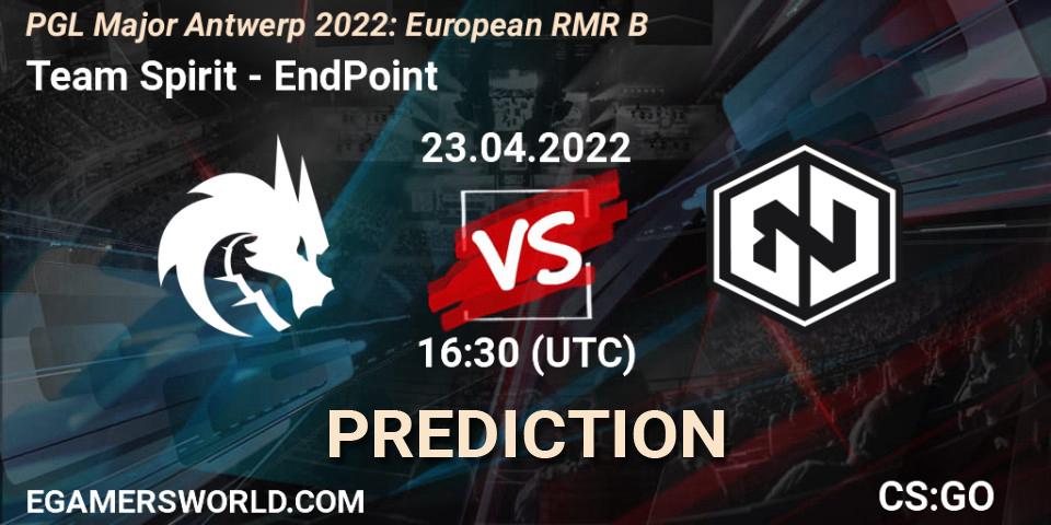Prognose für das Spiel Team Spirit VS EndPoint. 23.04.22. CS2 (CS:GO) - PGL Major Antwerp 2022: European RMR B