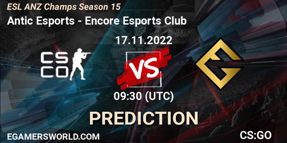 Prognose für das Spiel Antic Esports VS Encore Esports Club. 17.11.22. CS2 (CS:GO) - ESL ANZ Champs Season 15