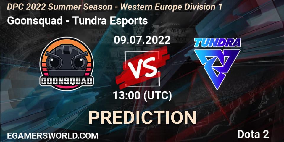 Prognose für das Spiel Goonsquad VS Tundra Esports. 09.07.2022 at 13:41. Dota 2 - DPC WEU 2021/2022 Tour 3: Division I