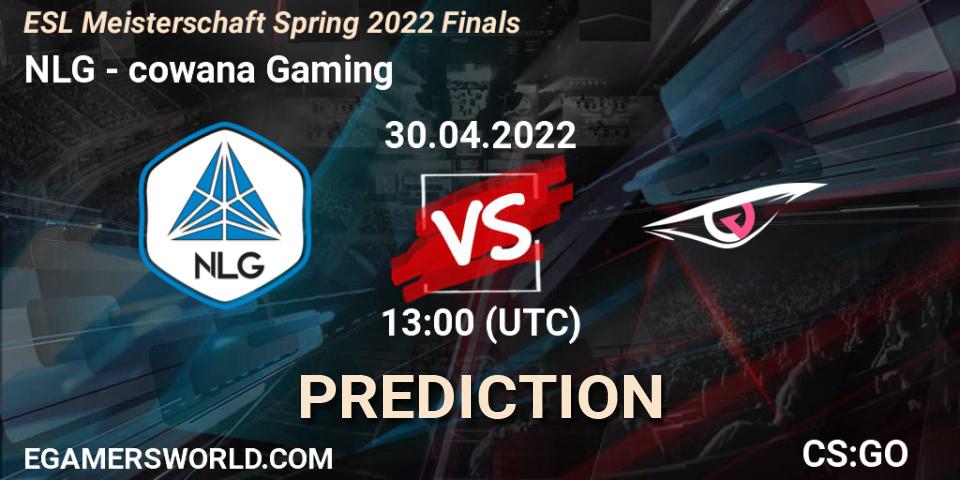 Prognose für das Spiel NLG VS cowana Gaming. 30.04.2022 at 13:00. Counter-Strike (CS2) - ESL Meisterschaft Spring 2022 Finals