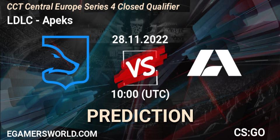 Prognose für das Spiel LDLC VS Apeks. 28.11.22. CS2 (CS:GO) - CCT Central Europe Series 4 Closed Qualifier