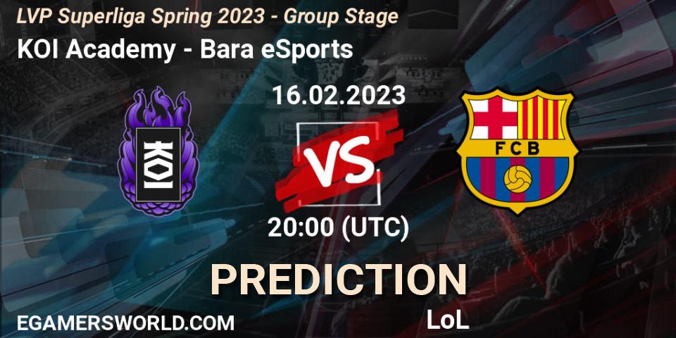Prognose für das Spiel KOI Academy VS Barça eSports. 16.02.2023 at 20:00. LoL - LVP Superliga Spring 2023 - Group Stage