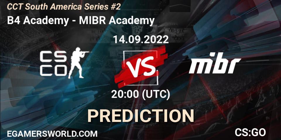 Prognose für das Spiel B4 Academy VS MIBR Academy. 14.09.2022 at 20:00. Counter-Strike (CS2) - CCT South America Series #2