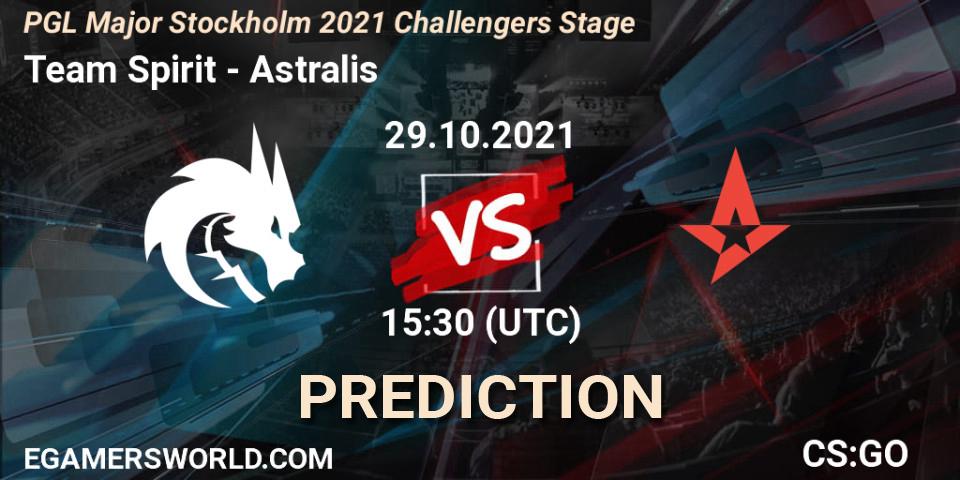 Prognose für das Spiel Team Spirit VS Astralis. 29.10.2021 at 14:35. Counter-Strike (CS2) - PGL Major Stockholm 2021 Challengers Stage