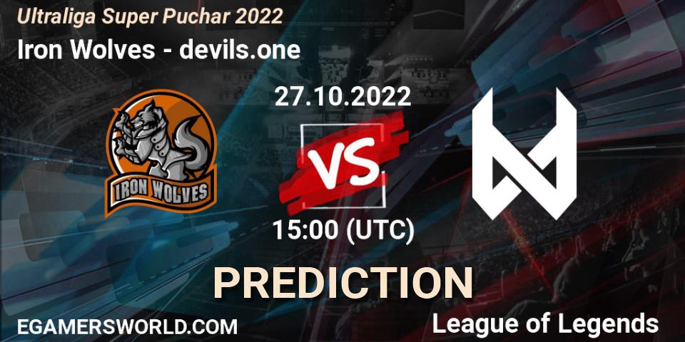Prognose für das Spiel Iron Wolves VS devils.one. 27.10.2022 at 15:00. LoL - Ultraliga Super Puchar 2022