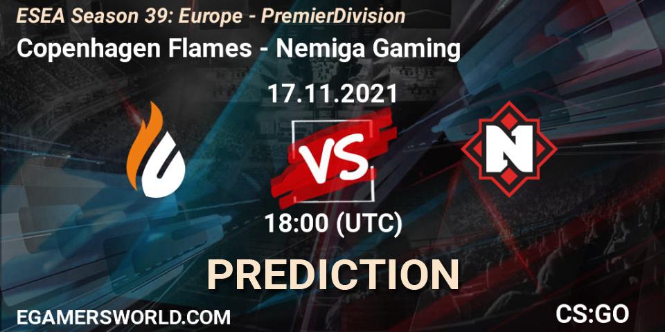 Prognose für das Spiel Copenhagen Flames VS Nemiga Gaming. 17.11.2021 at 18:00. Counter-Strike (CS2) - ESEA Season 39: Europe - Premier Division