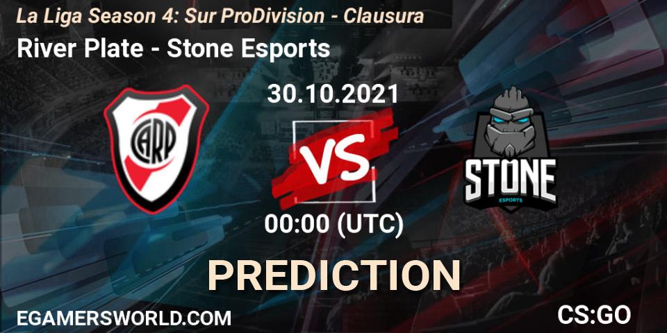 Prognose für das Spiel River Plate VS Stone Esports. 30.10.2021 at 00:10. Counter-Strike (CS2) - La Liga Season 4: Sur Pro Division - Clausura