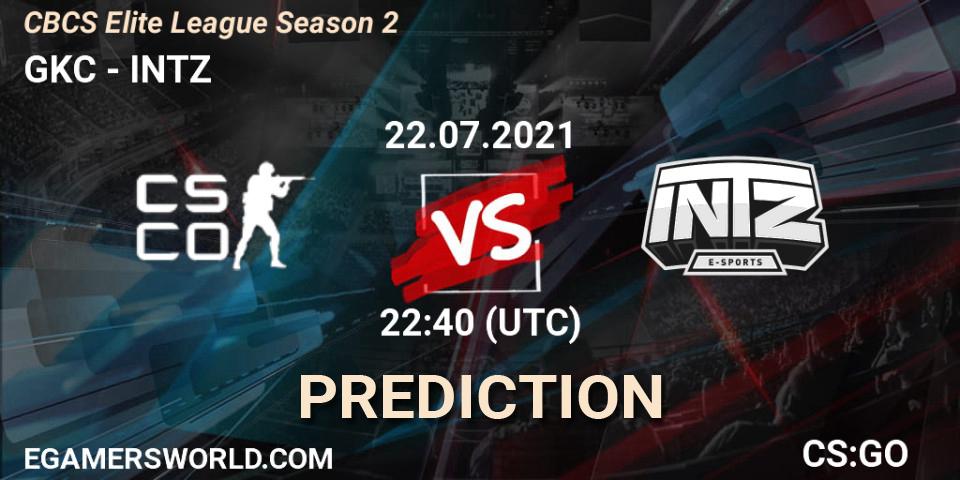 Prognose für das Spiel GKC VS INTZ. 22.07.2021 at 22:40. Counter-Strike (CS2) - CBCS Elite League Season 2