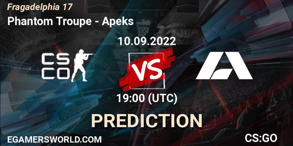 Prognose für das Spiel Phantom Troupe VS Apeks. 10.09.2022 at 19:00. Counter-Strike (CS2) - Fragadelphia 17