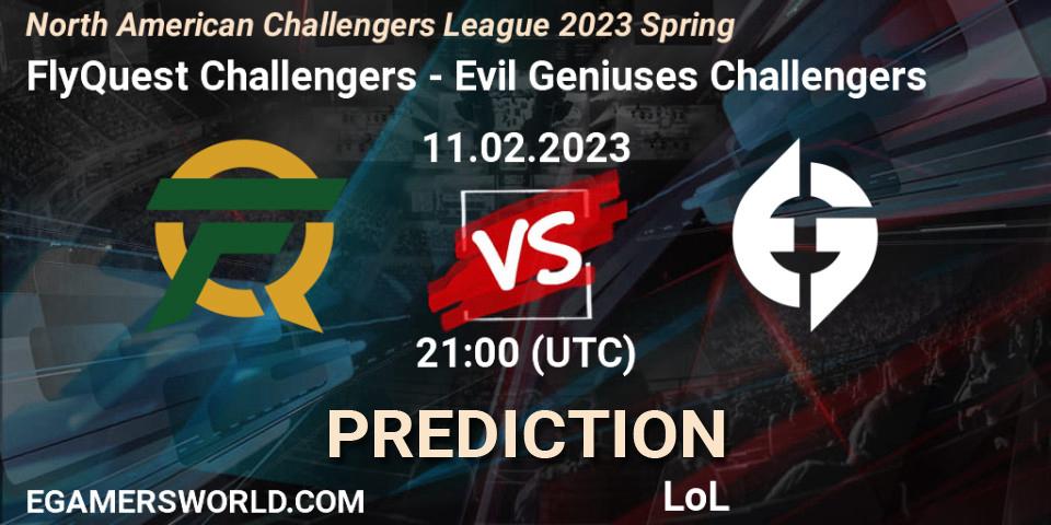 Prognose für das Spiel FlyQuest Challengers VS Evil Geniuses Challengers. 11.02.23. LoL - NACL 2023 Spring - Group Stage
