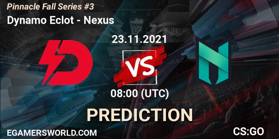 Prognose für das Spiel Dynamo Eclot VS Nexus. 23.11.21. CS2 (CS:GO) - Pinnacle Fall Series #3