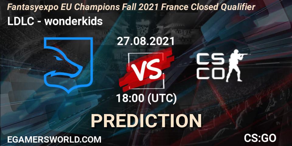 Prognose für das Spiel LDLC VS wonderkids. 27.08.2021 at 18:00. Counter-Strike (CS2) - Fantasyexpo EU Champions Fall 2021 France Closed Qualifier