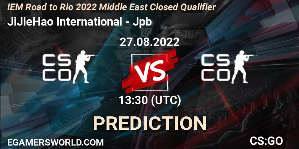 Prognose für das Spiel JiJieHao International VS Jpb. 27.08.2022 at 13:30. Counter-Strike (CS2) - IEM Road to Rio 2022 Middle East Closed Qualifier