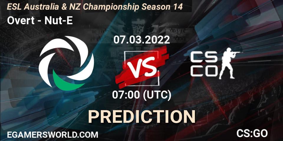 Prognose für das Spiel Overt VS Nut-E Gaming. 07.03.22. CS2 (CS:GO) - ESL ANZ Champs Season 14