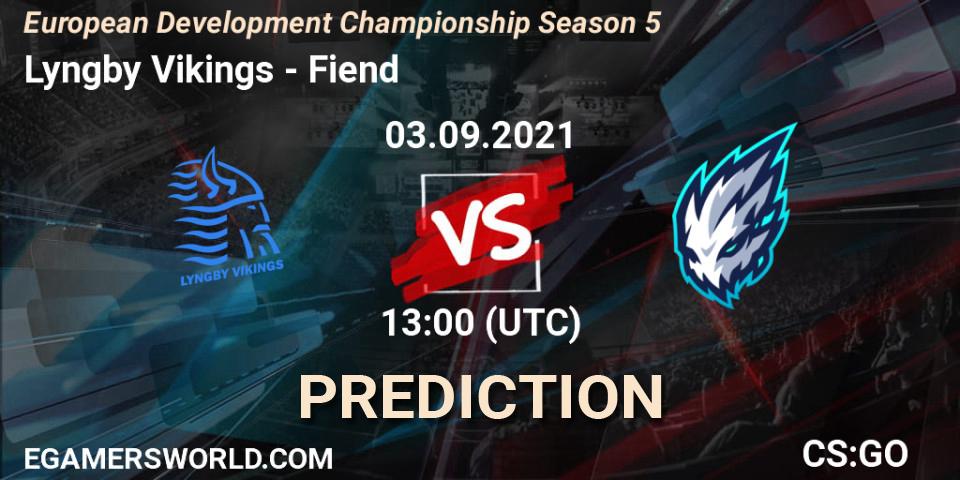 Prognose für das Spiel Lyngby Vikings VS Fiend. 03.09.2021 at 14:15. Counter-Strike (CS2) - European Development Championship Season 5