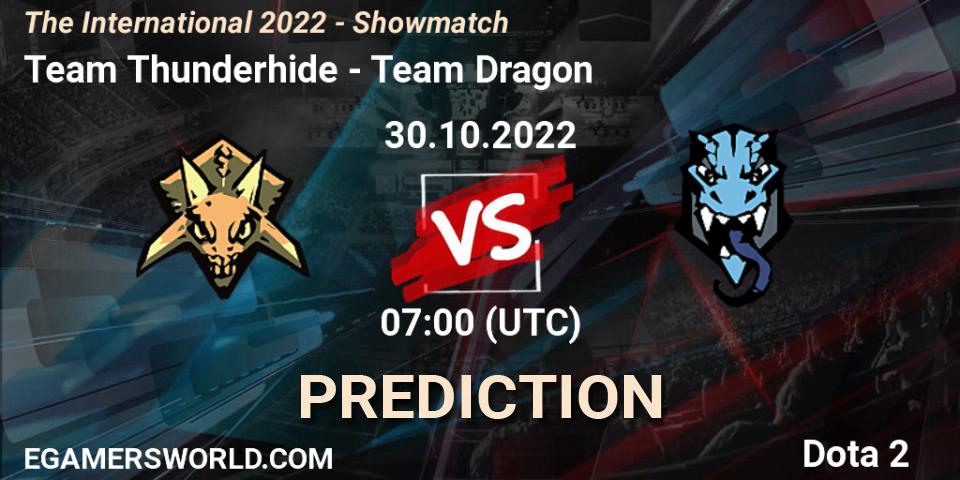 Prognose für das Spiel Team Thunderhide VS Team Dragon. 30.10.22. Dota 2 - The International 2022 - Showmatch