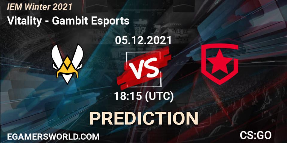 Prognose für das Spiel Vitality VS Gambit Esports. 05.12.21. CS2 (CS:GO) - IEM Winter 2021