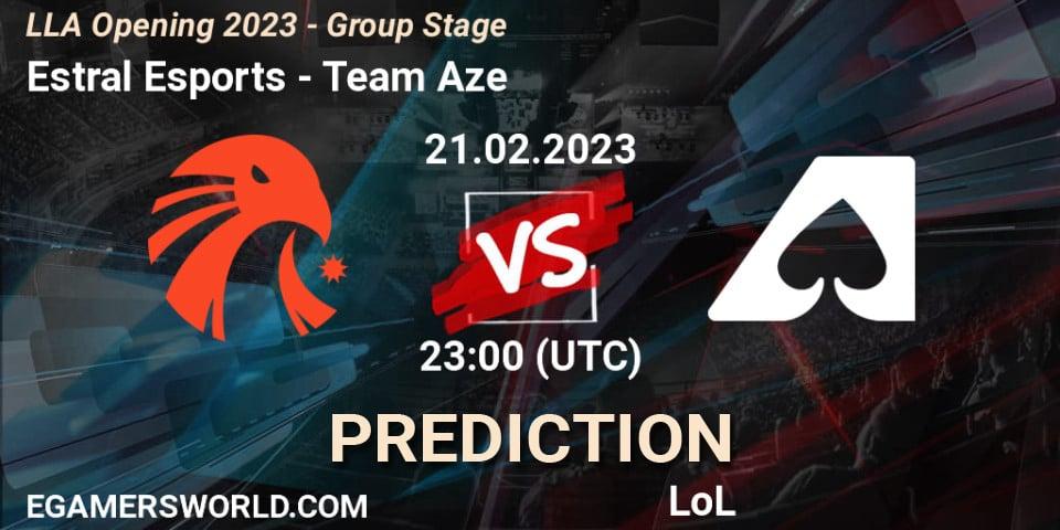 Prognose für das Spiel Estral Esports VS Team Aze. 22.02.2023 at 00:45. LoL - LLA Opening 2023 - Group Stage